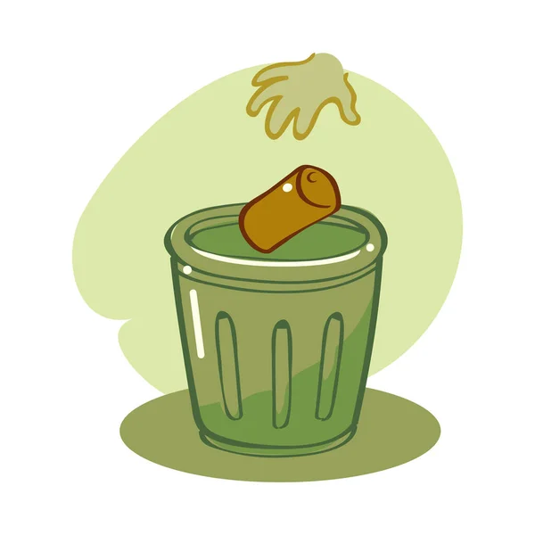 Garbage Can Trash Bin Icon Cartoon Illustration Recycling Plant Vector — Stock Vector