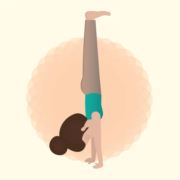 Mädchen Praktizieren Yoga Farbvektor Illustration — Stockvektor