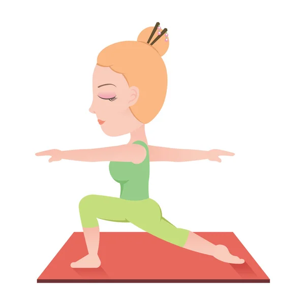 Meisje Oefenen Yoga Kleur Vecrtor Illustratie — Stockvector