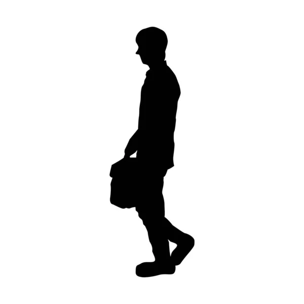 Silueta Hombre Con Una Mochila Sobre Fondo Blanco — Vector de stock