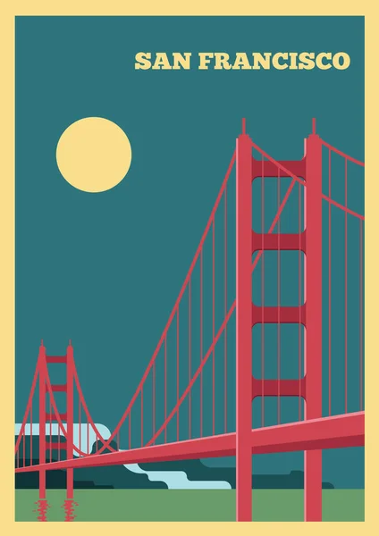 San Francisco Kalifornie Město Zlatou Bránou Most Vektorové Ilustrace — Stockový vektor