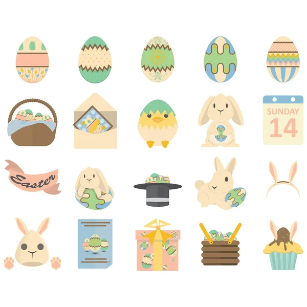 Paskalya tavşanı ve yumurta ikonları. vektör illüstrasyonu