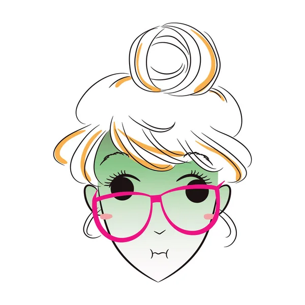 Vector Illustration Hipster Girl Glasses — Stock Vector