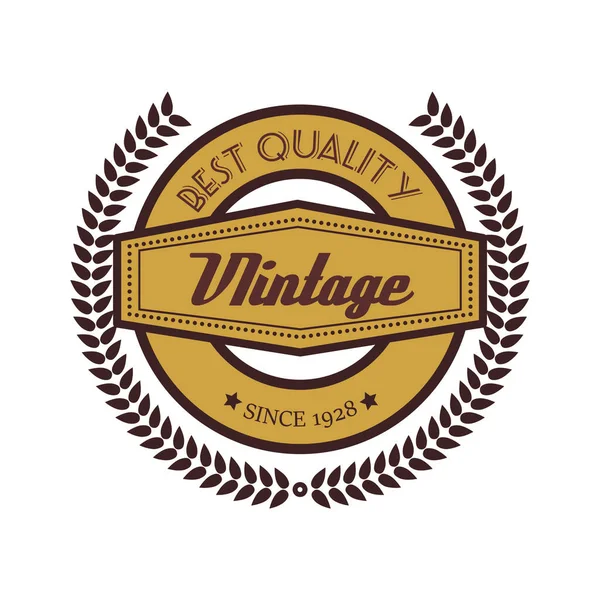 Vintage Etikett Med Lagerkrans Och Band — Stock vektor