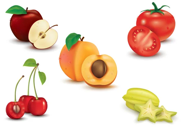 Ensemble Fruits Légumes — Image vectorielle