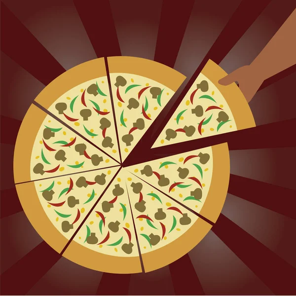 Pizza Com Diferentes Tipos Alimentos —  Vetores de Stock