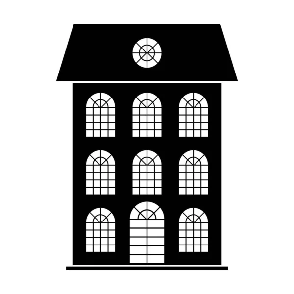 Icône Bâtiment Sur Fond Blanc Illustration Vectorielle — Image vectorielle