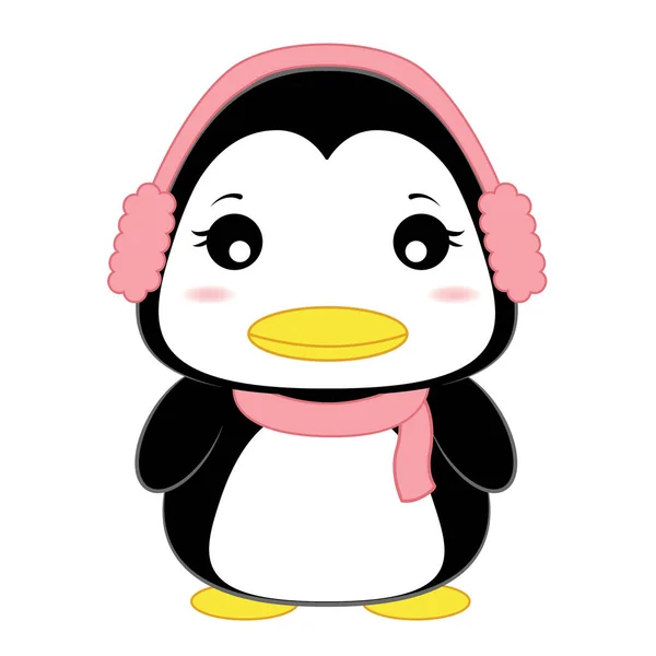 Netter Cartoon Pinguin Mit Schal — Stockvektor