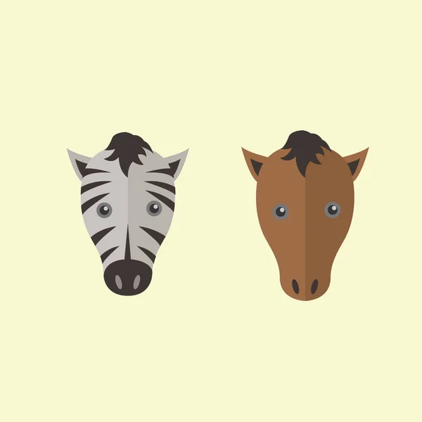 vector cartoon animal. horse icon in flat simple style.
