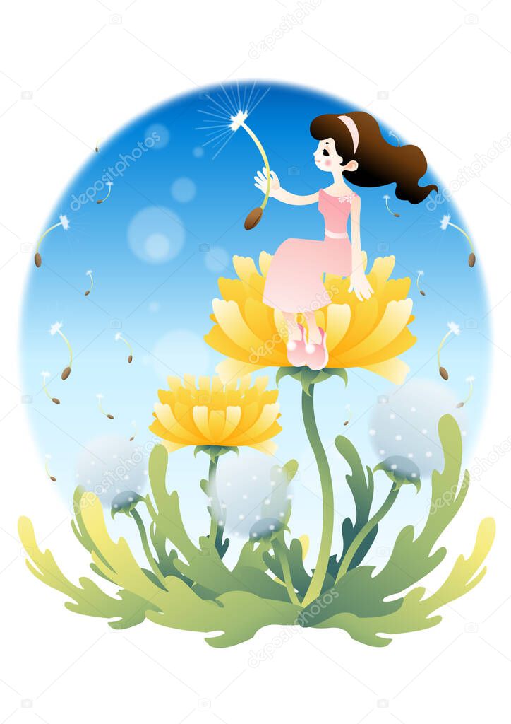 illustration of a girl in a flower