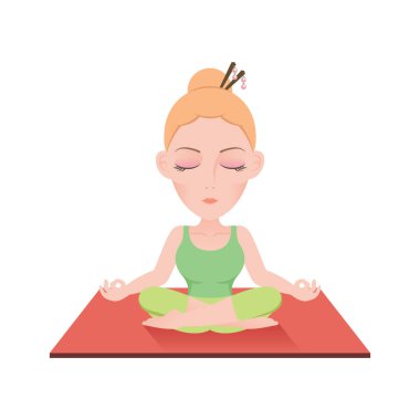 Yoga yapan kız renk vektörü çizimi yapıyor