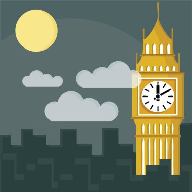 Gökyüzündeki bir saatin vektör çizimi