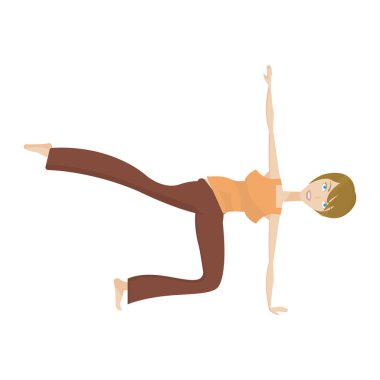 Yoga yapan kız renk vektörü çizimi yapıyor