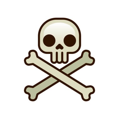 Kafatası simgesi beyaz arkaplanda izole edilmiş. Cadılar Bayramı sembolü