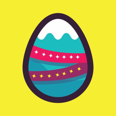 Düz dizaynlı paskalya yumurtası ikonu sarı arka planda izole edilmiş. vektör illüstrasyonu
