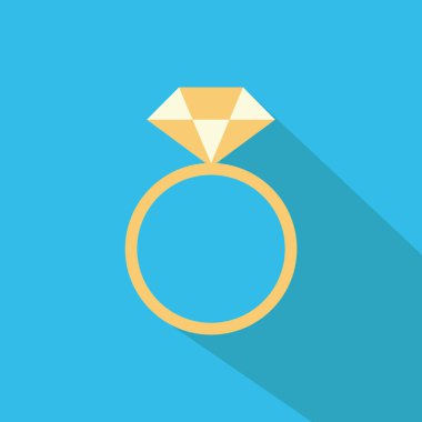 Kırmızı arkaplanda elmas yüzük simgesi