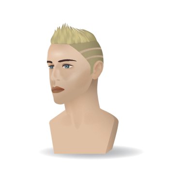 Modaya uygun saç kesimi olan erkek kafasının vektör çizimi