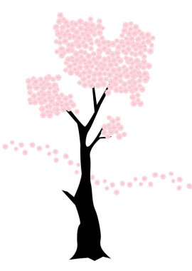 Çiçekli bir ağacın vektör çizimi