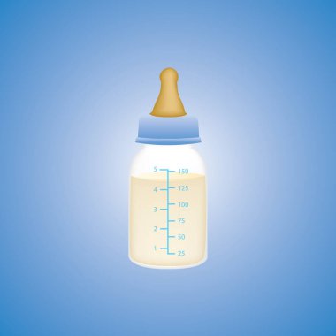 Mavi arka planda bebek şişesi