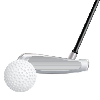 Beyaz arka planda golf sopaları.