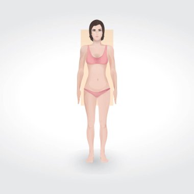 Pembe bikinili bir kadının vektör çizimi