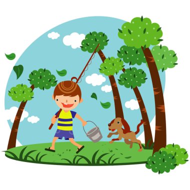 Çocuk parkta kürekle oynuyor.