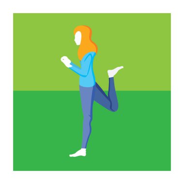 Yoga yapan kız renk vektörü çizimi yapıyor