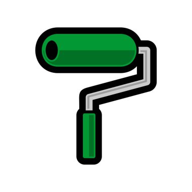 Beyaz arka planda izole edilmiş siyah renkli bir boya silindiri ikonu. onarım sembolü vektör illüstrasyonu.