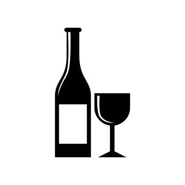 şarap şişesi ikon vektör illüstrasyonu