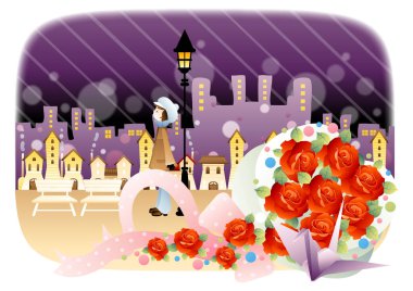 Bir kaleyle cadılar bayramı arkaplanının vektör çizimi