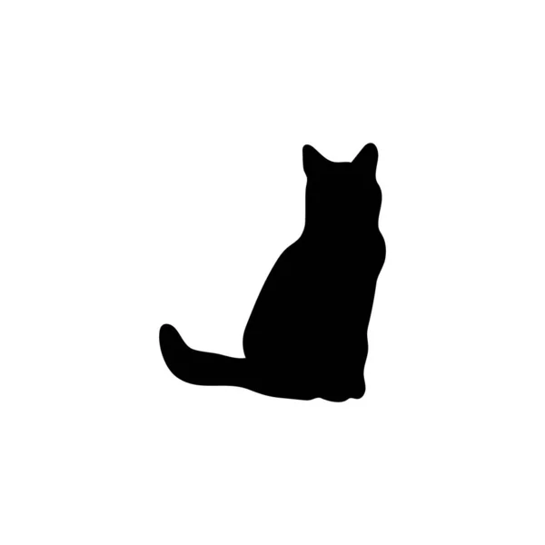 Silhueta Gato Com Ilustração Vetorial Preto Branco — Vetor de Stock