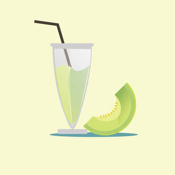 Batido Verde Vaso Con Icono Paja — Vector de stock