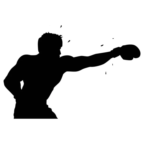 白い背景にボクシング用の手袋をしたボクサーのシルエット — ストックベクタ
