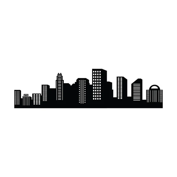 Silueta Horizonte Ciudad Con Paisaje Urbano Rascacielos Vector Ilustración — Vector de stock