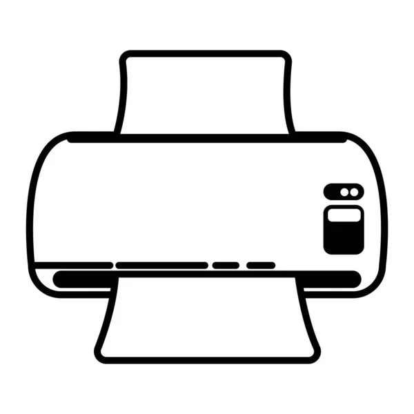 Иконка Принтера Черном Стиле Выделена Белом Фоне Векторная Иллюстрация — стоковый вектор