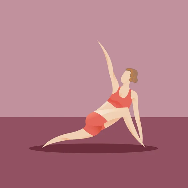 Mädchen Praktizieren Yoga Farbvektor Illustration — Stockvektor