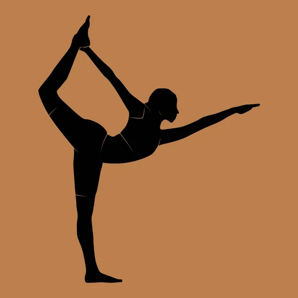 Silhouette Woman Practicing Yoga Studio — Stock Vector