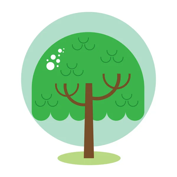 Árbol Con Hojas Verdes Sobre Blanco — Vector de stock