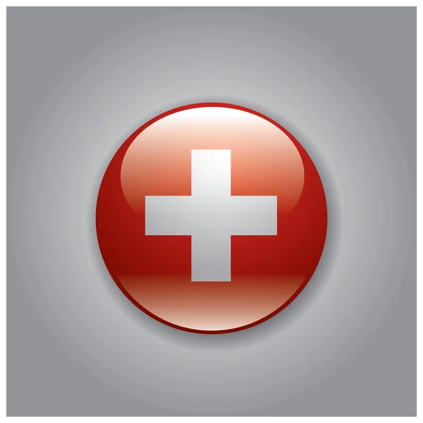 Switzerland Flag Button Red Background — Stock Vector