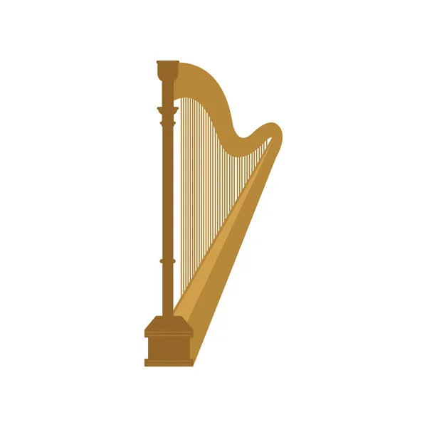 Harp Icoon Platte Stijl Geïsoleerd Witte Achtergrond Muzikale Instrument Symbool — Stockvector