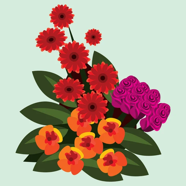 Διανυσματική Απεικόνιση Των Όμορφων Λουλουδιών — Διανυσματικό Αρχείο