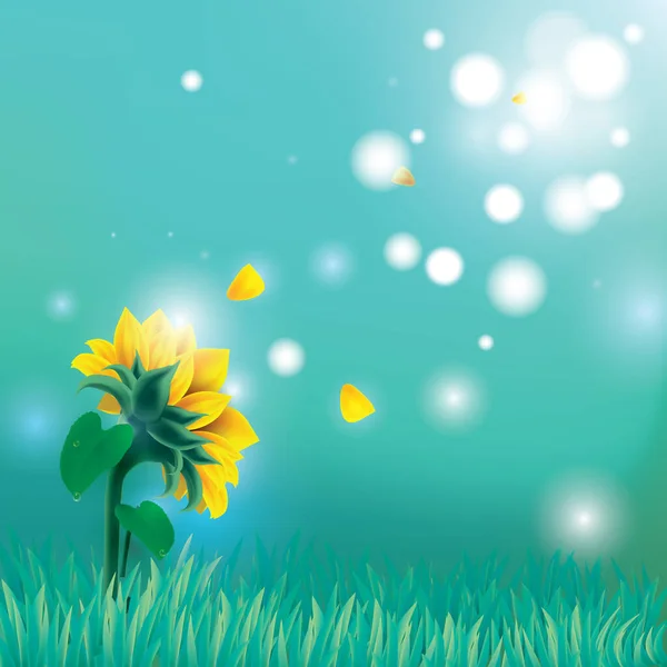 Vector Illustration Summer Background Grass Flowers — Stock Vector