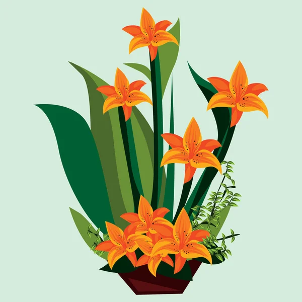 Bunga Gambar Vektor Warna Sederhana - Stok Vektor