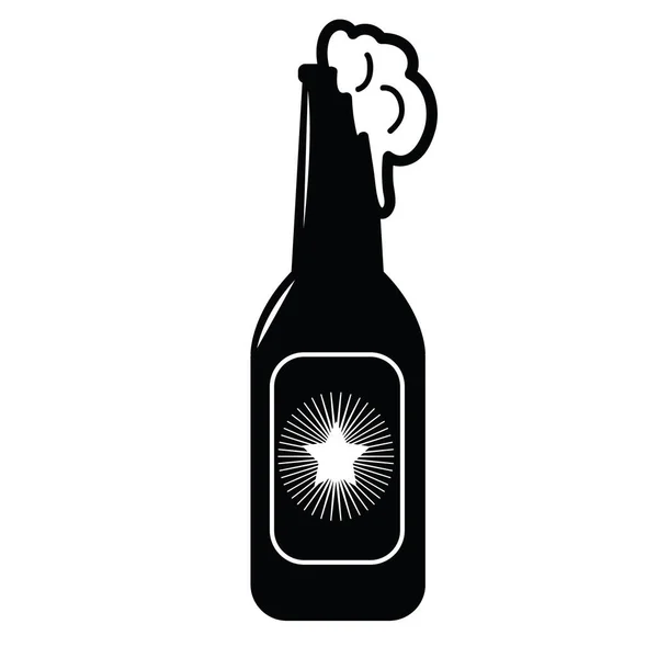 Beer Bottle Icon Black Style Isolated White Background Alcohol Symbol — Stock Vector