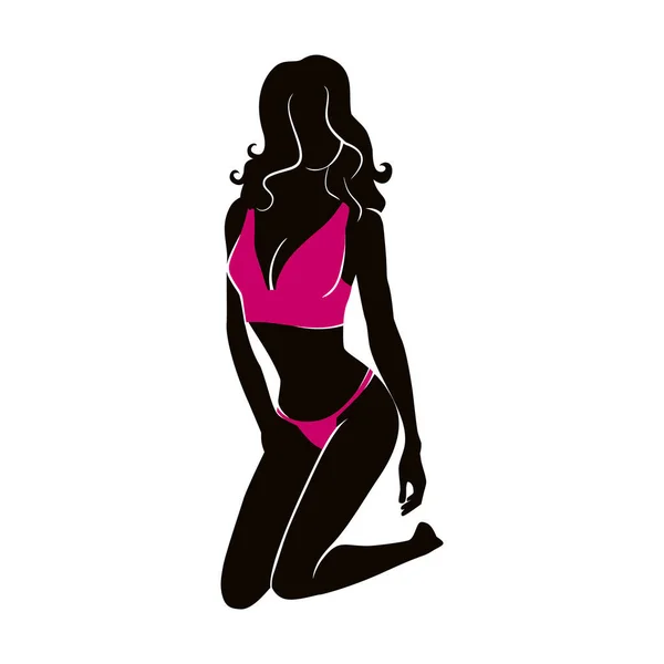 Silhouette Una Donna Bikini — Vettoriale Stock