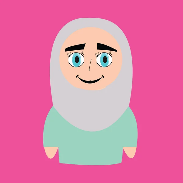 Personagem Desenho Animado Mulher Muçulmana Com Expressão Facial Ilustração Vetorial — Vetor de Stock