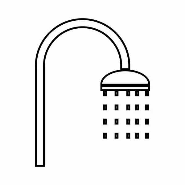 Icône Douche Dans Style Contour Isolé Sur Fond Blanc — Image vectorielle