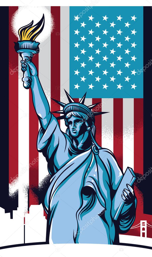 vector illustration of a background with a american flag