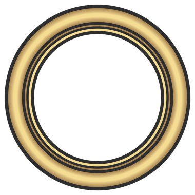 Beyaz arkaplanda izole edilmiş altın sarısı oval çerçeve