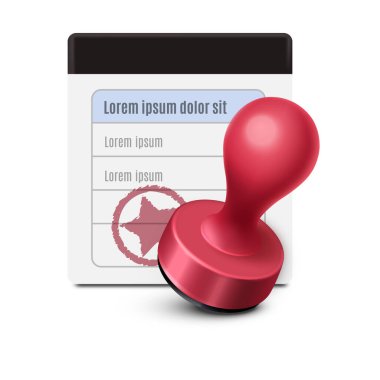 Beyaz zemin üzerinde kırmızı bir itme iğnesinin vektör çizimi